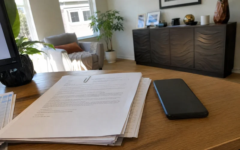 Printed one-page letter and supporting documents paperclipped together on a desk